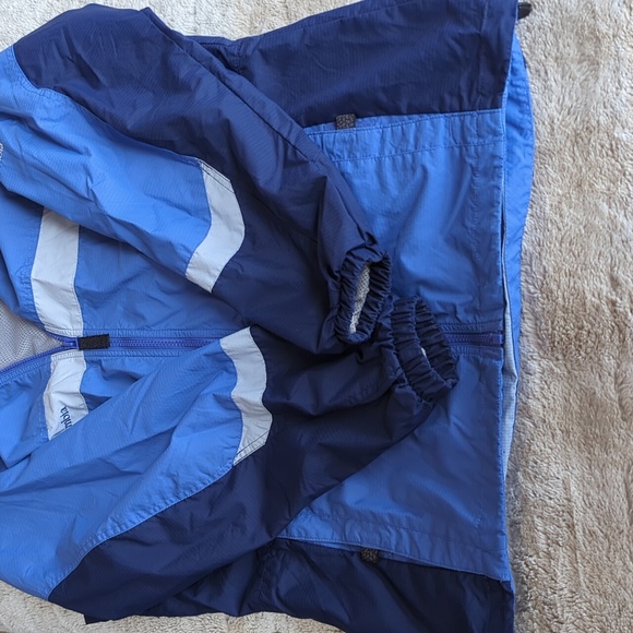 Columbia Blue Purple Long Hooded Thinly Lined Spring Fall Utility Jacket Size L - Picture 2 of 9